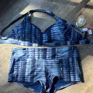 Prana Navy and White Bikini Set